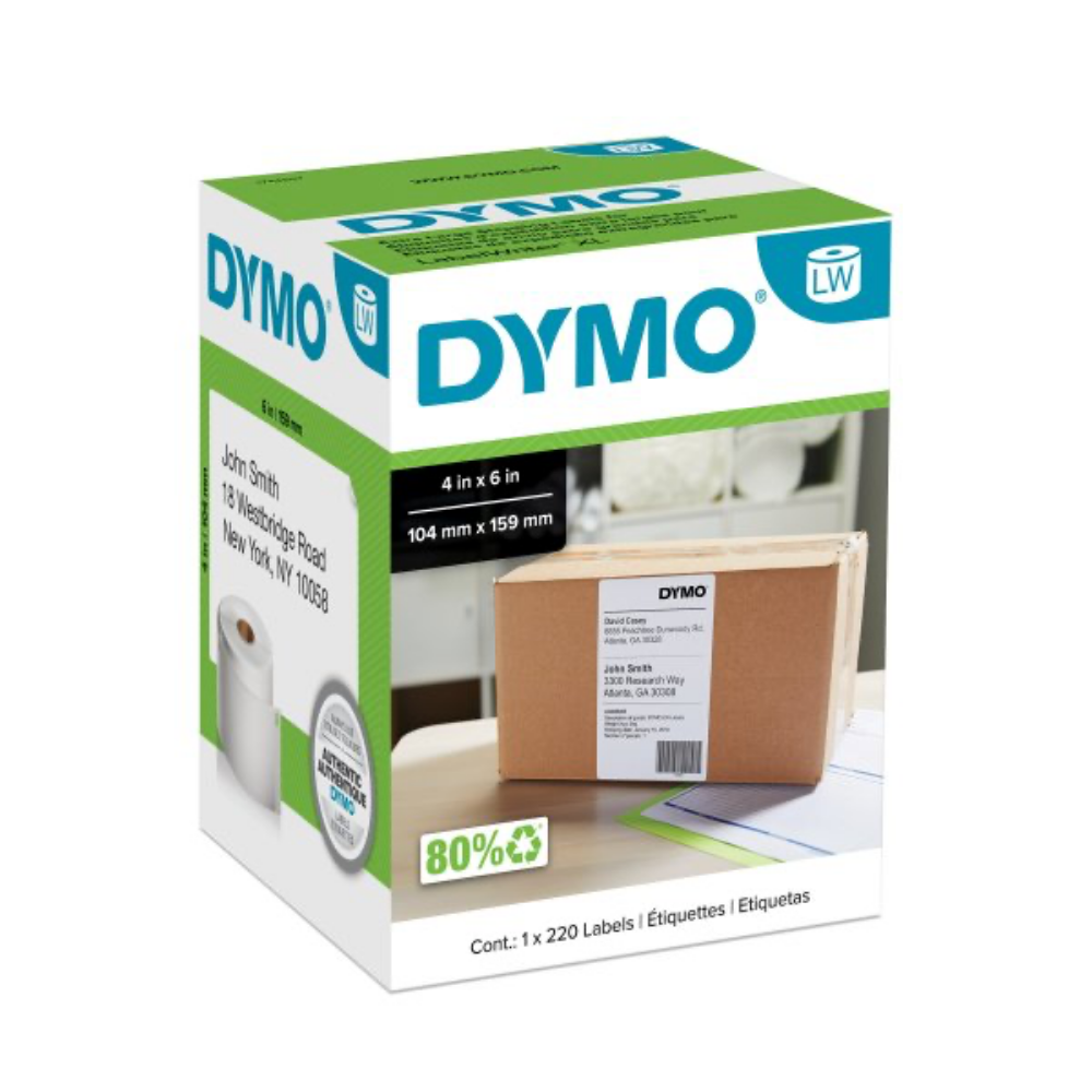ETIQUETAS  P/ LABELWRITER DE DIRECCIONES BLANCAS 4XL 104MMX159MM  4"X6 " 220PCS DYMO