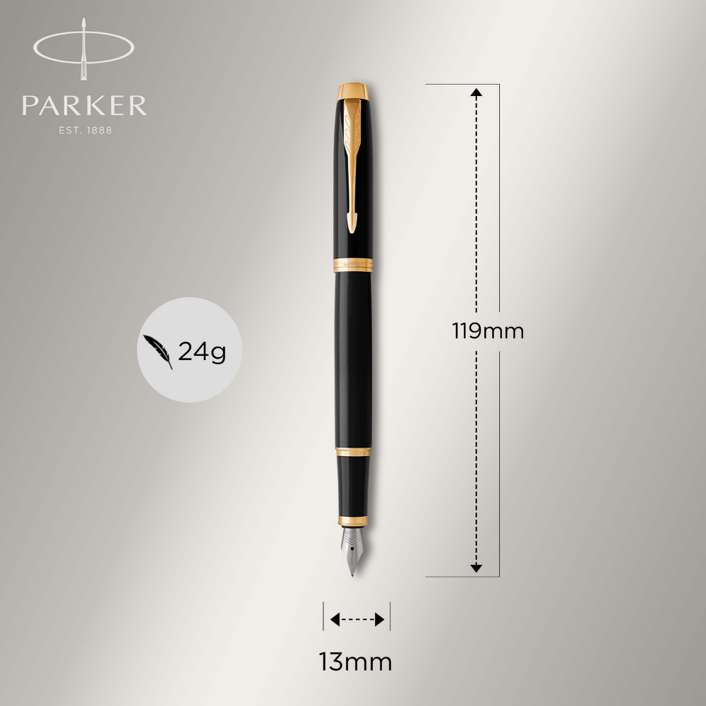 PLUMAFUENTE PARKER IM BLACK CLIP DORADO GT