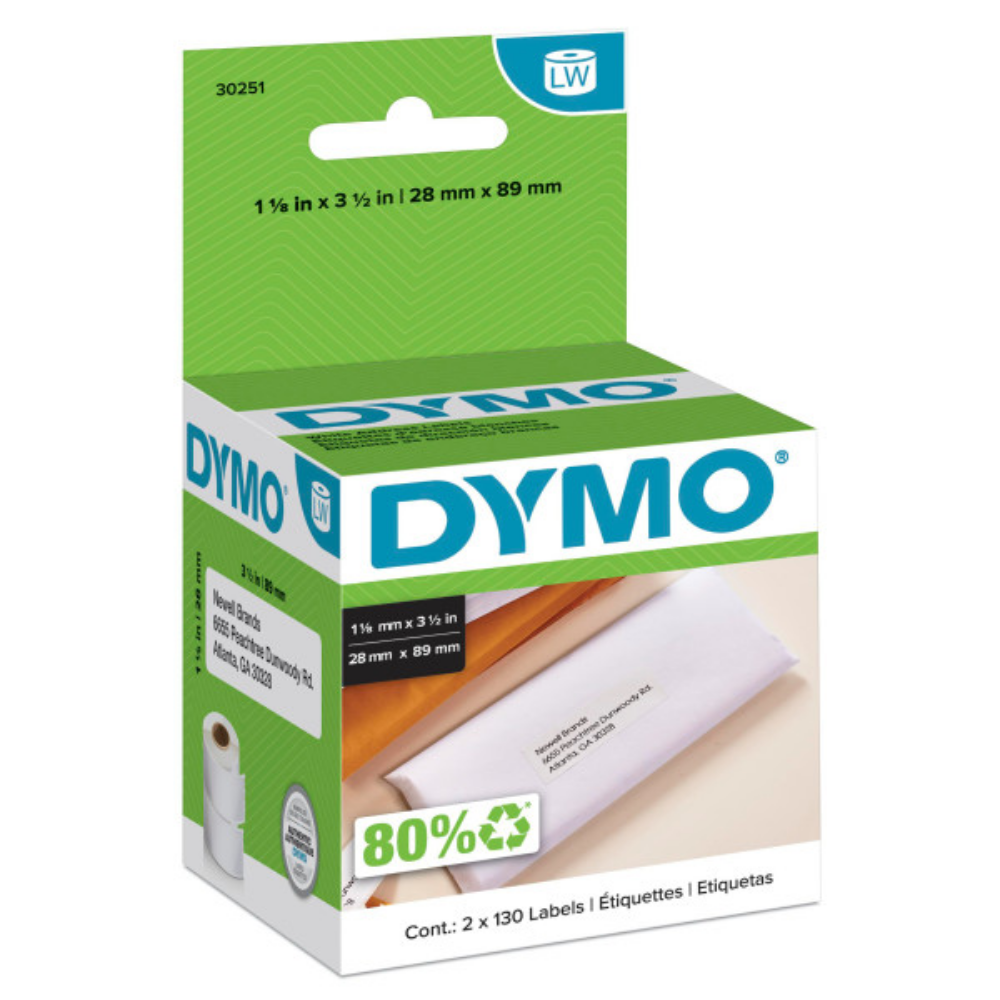 ETIQUETAS  P/ LABELWRITER DE DIRECCIONES BLANCAS 28MMX89MM 2X130 (260 ETIQUETAS) DYMO