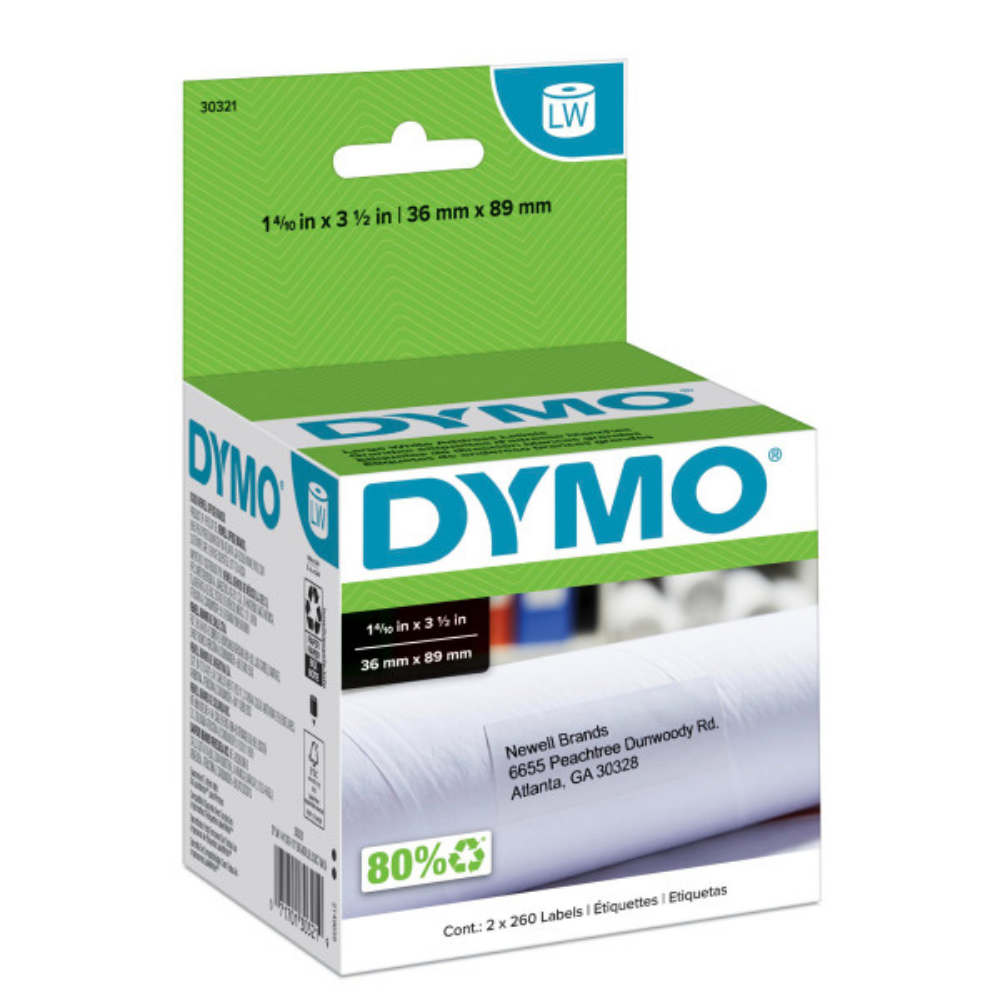 ETIQUETAS  P/ LABELWRITER DE DIRECCIONES BLANCAS 36MMX89MM 1 4/10"X 3 1/2" DYMO (2ROLLX260,520 PCS)