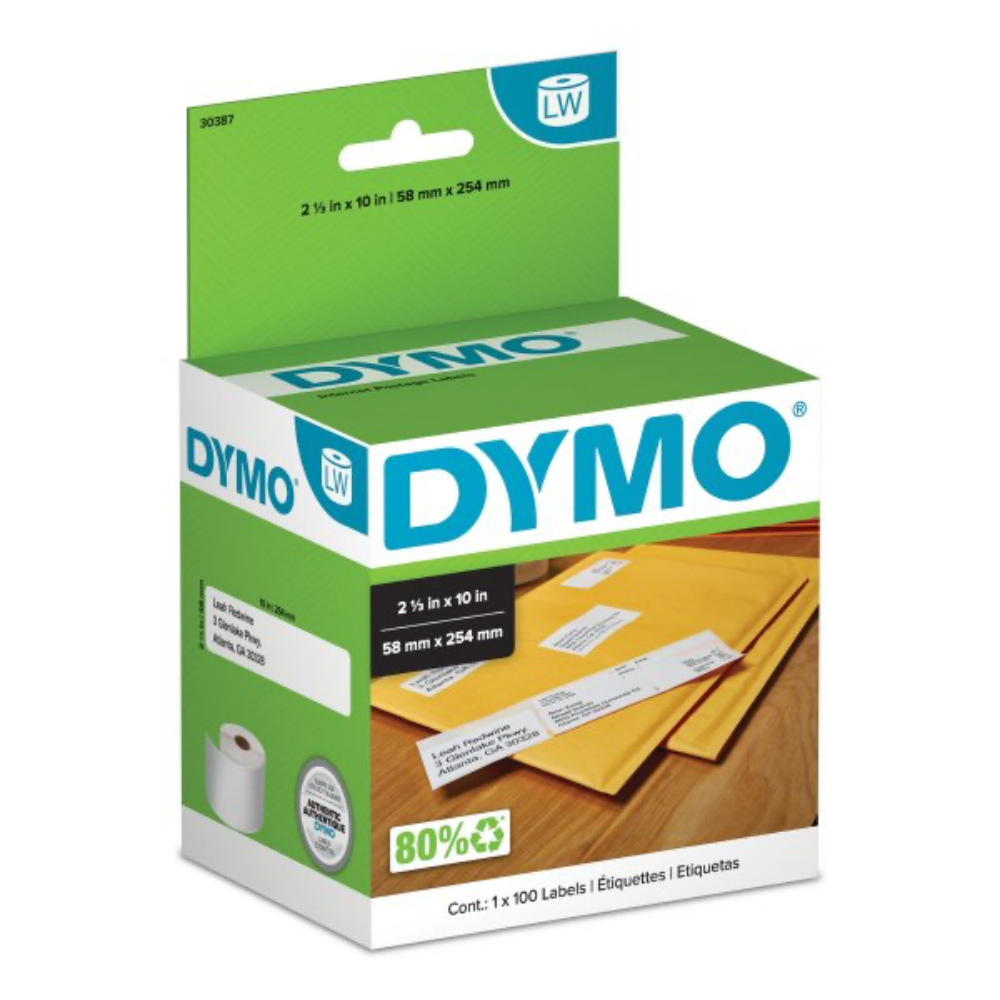 ETIQUETAS P/ LABELWRITER DE DIRECCIONES BLANCAS 58MMX254MM 2 1/3X10" 1X100PCS DYMO