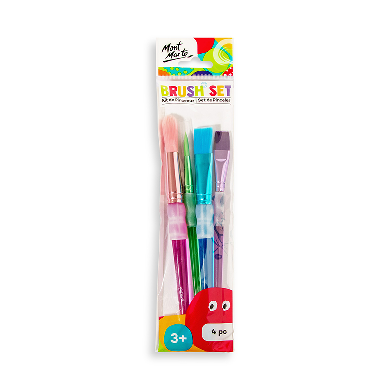 PINCELES INFANTILES CON GRIP DE SILICONA SETX4 MONT MARTE