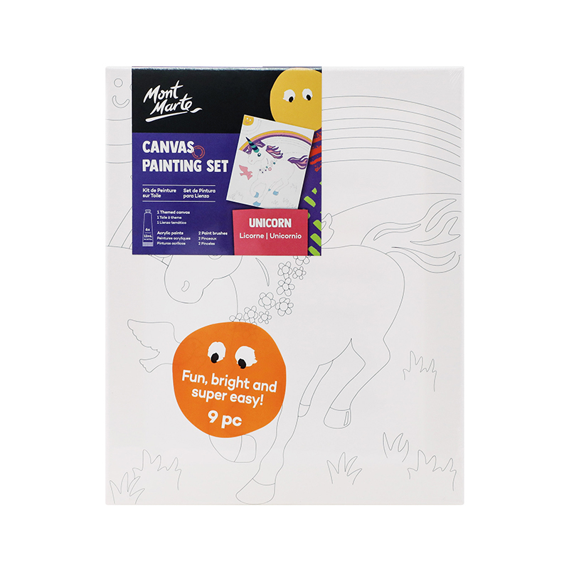 SET DE PINTURA INFANTIL LIENZO, ACRILICOS, PINCELES X10 MONT MARTE