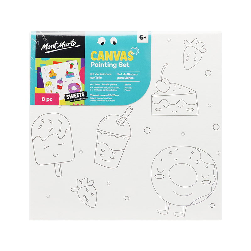 SET DE PINTURA INFANTIL LIENZO, ACRILICOS, PINCELES X8 D/SURTIDOS MONT MARTE