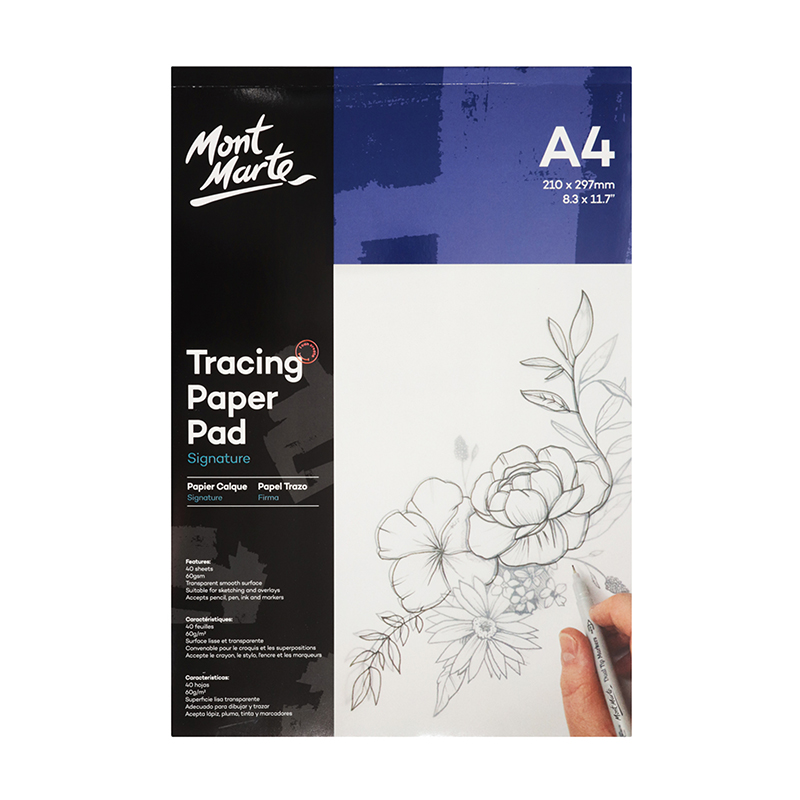 BLOCK DE PAPEL CALCA - TRACING PAPER PAD DE 40 HOJAS 60 GR MONT MARTE A4