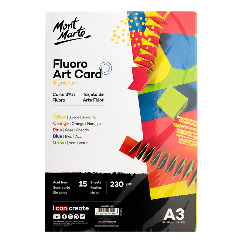 CARTULINAS NEON 30 HOJAS DE 230 GR MONT MARTE A4/A3