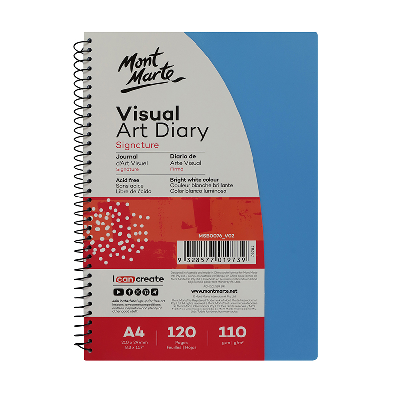 CUADERNO DE DIBUJO DIARIO VISUAL A4 - VISUAL ART DIARY DE 120 HOJAS 110 GR MONT MARTE