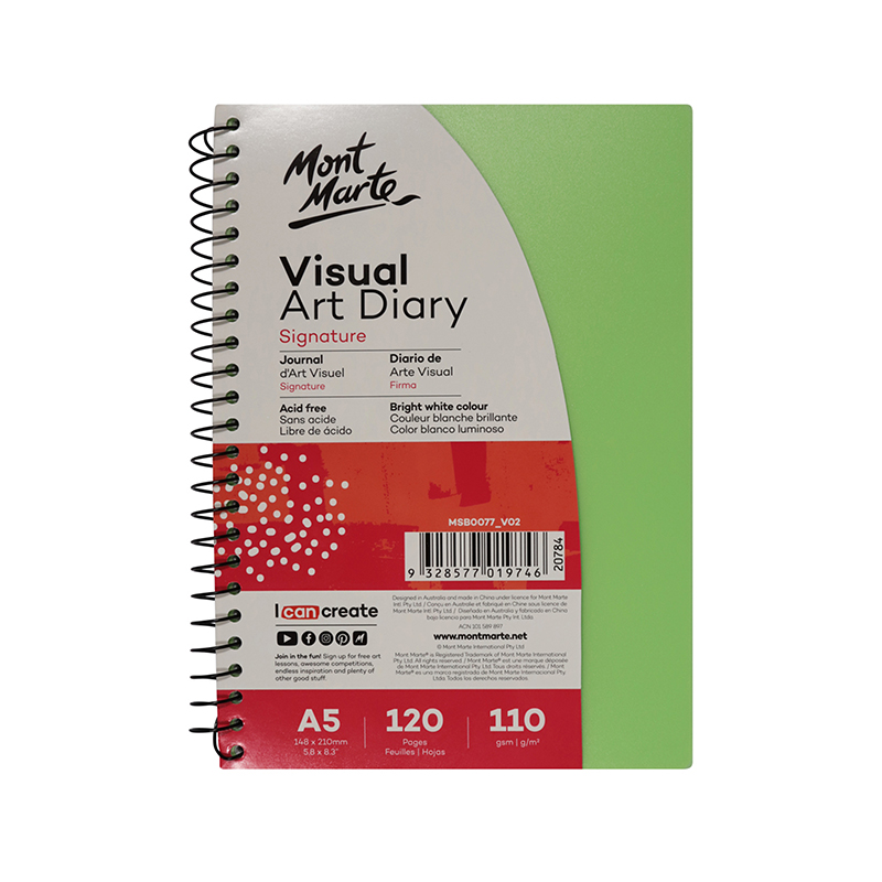 CUADERNO DE DIBUJO DIARIO VISUAL A5 - VISUAL ART DIARY DE 120 HOJAS 110 GR MONT MARTE