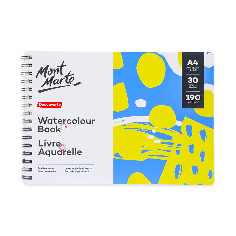 CUADERNO PARA ACUARELA ANILLADO - WATERCOLOUR BOOK DE 30 HOJAS 190 GR MONT MARTE A4/A5