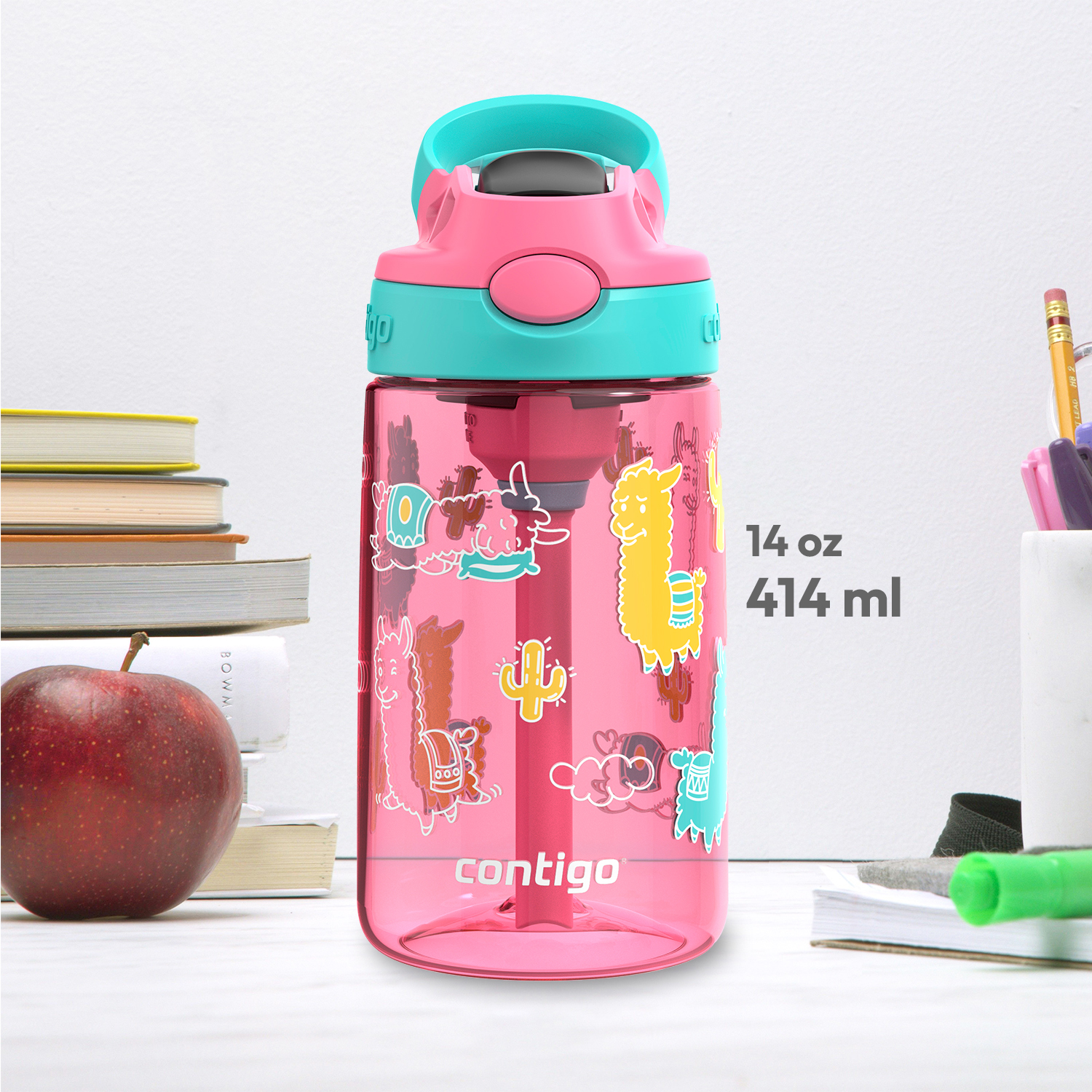 BOTELLA INFANTIL CONTIGO KIDS AUTOSPOUT® CON SORBETE 14OZ 414ML AZALEA LLAMAS