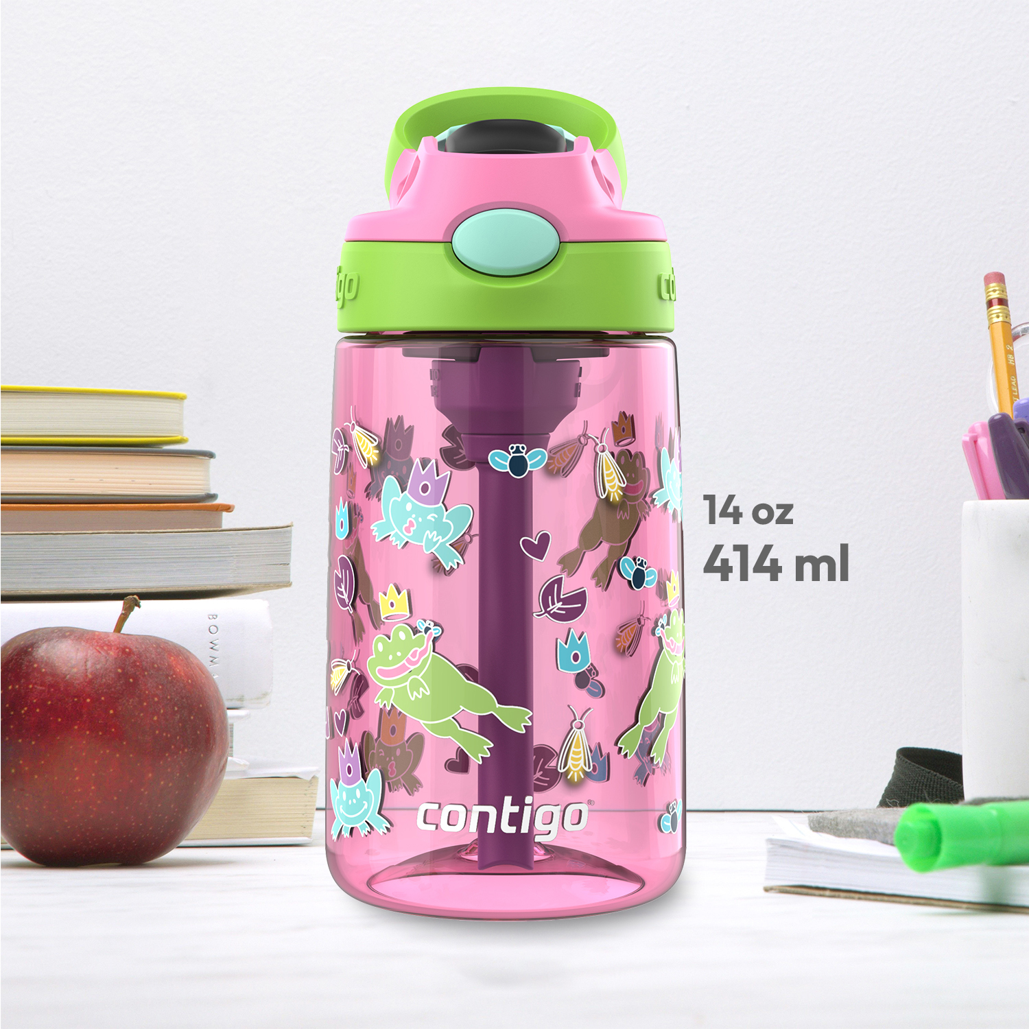BOTELLA INFANTIL CONTIGO KIDS AUTOSPOUT® CON SORBETE 14OZ 414ML FROG PRINCE